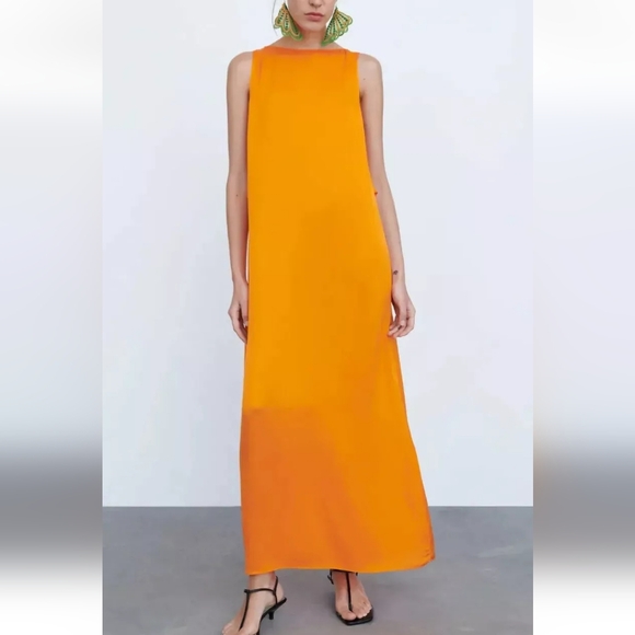ZARA Draped Orange dress NWT - Picture 10 of 16